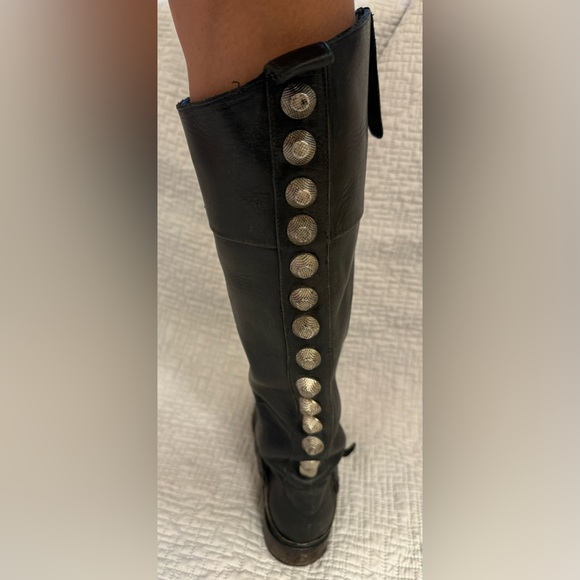 Golden Goose Distressed Tall Studded Riding Boot, Size 37 - Picture 5 of 8